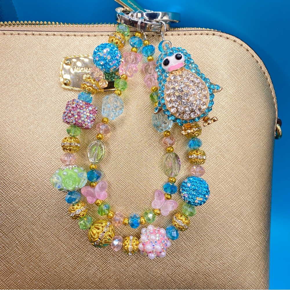 🐧 Luxury Bag/Phone Chain Charm/Keychain COLORFUL PENGUIN Bling Crystal Beads